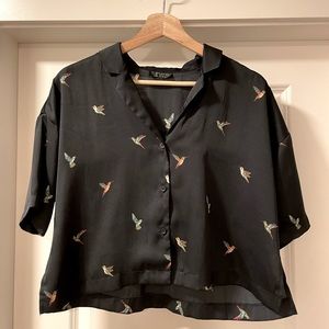 Topshop Hummingbird Crop Shirt